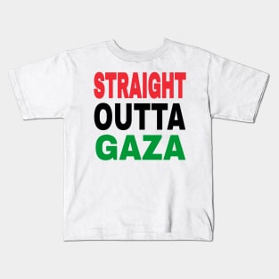 STRAIGHT OUTTA GAZA - White Only - Front Kids T-Shirt